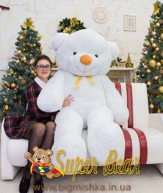 Белый плюшевый мишка Монти 2 метра